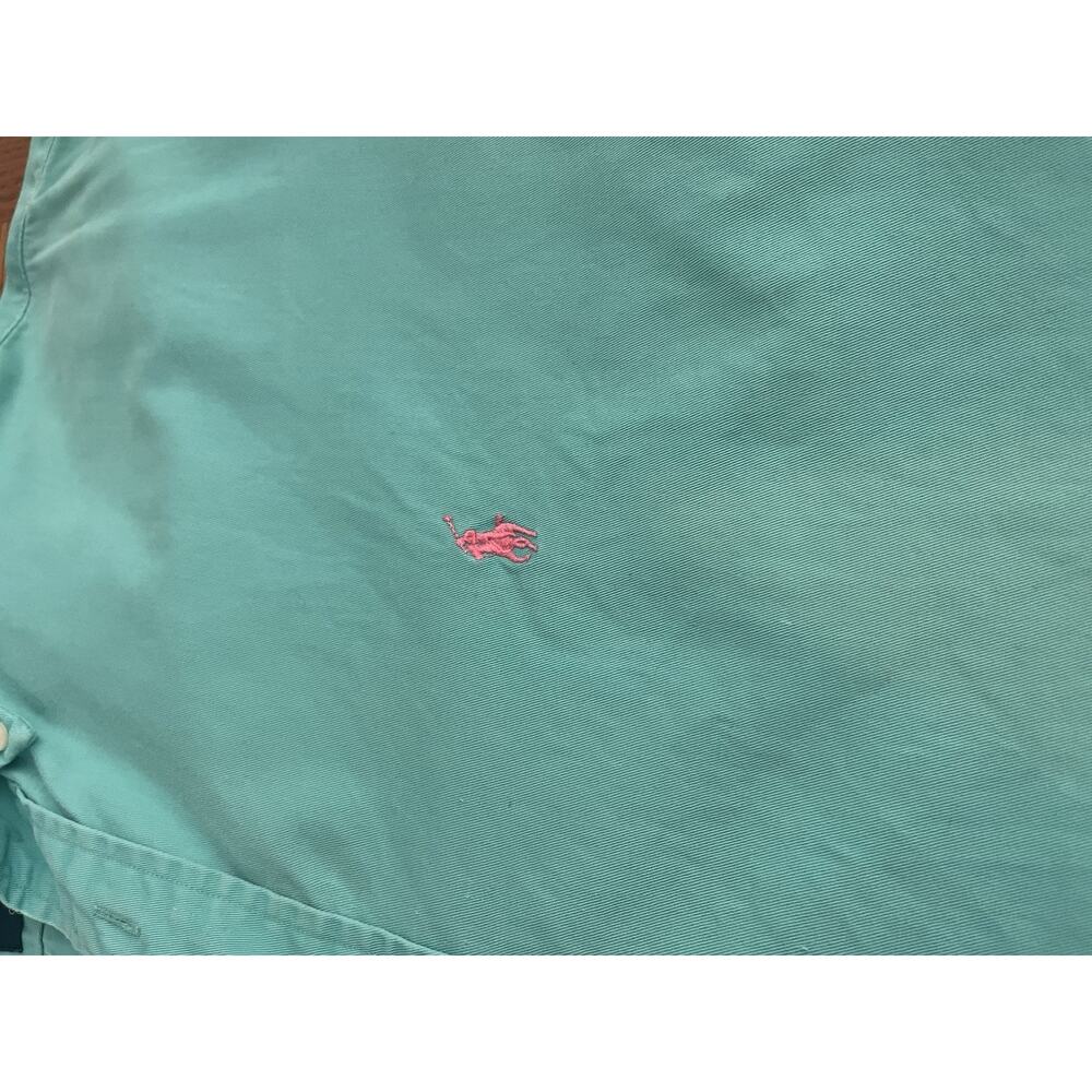 Ralph Lauren Blake Classic Button Front Shirt Mens XL Aqua Turquoise Pink Pony - Picture 6 of 14